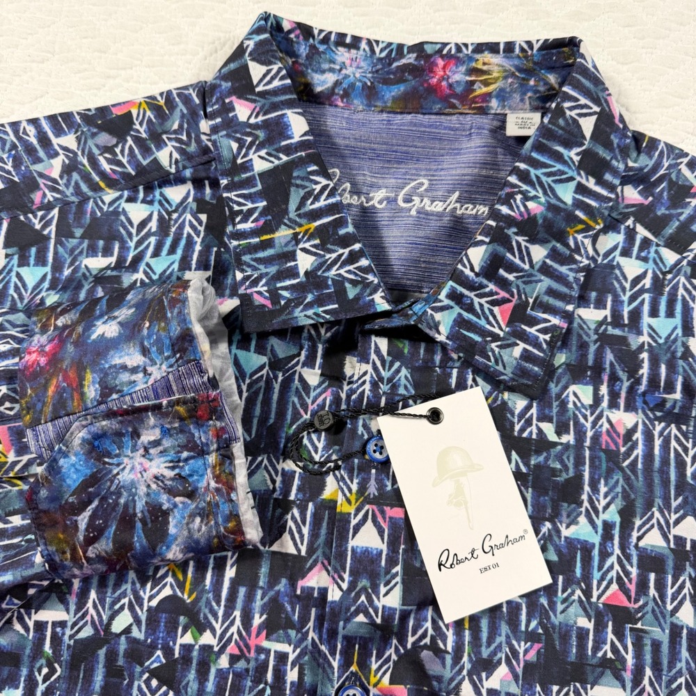 NWT Robert‎ Graham Bates Mens Classic Fit Colorful Geometric Button Up Shirt 3XL